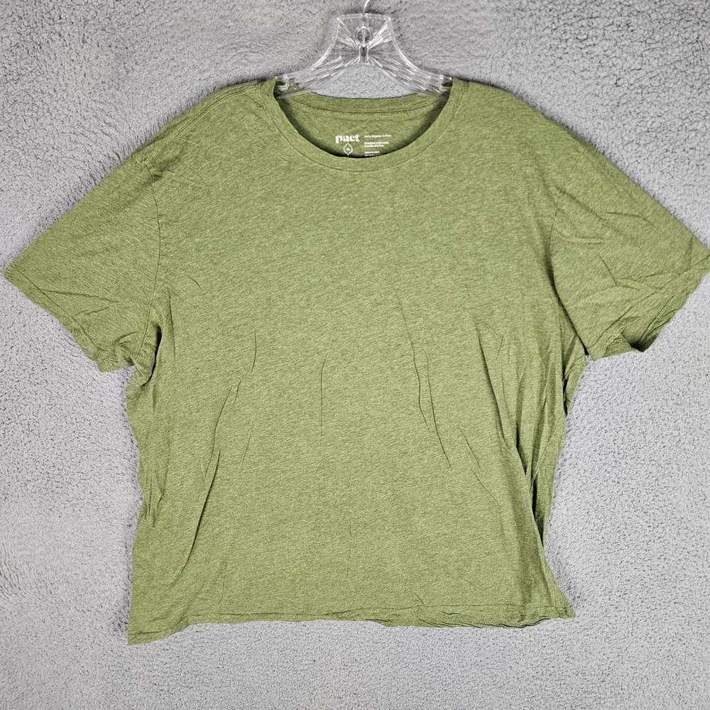 Pact T-Shirt Men XL Green Short Sleeve Organic Cotton Heathered Crewneck Tee